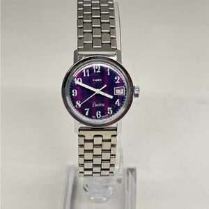 Vintage Timex Electric Women’s Watch Purple Dial Date New Battery Running
